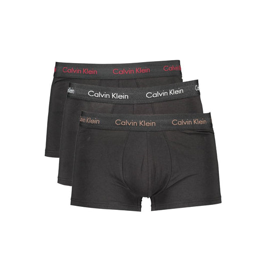 Calvin Klein Black Cotton Men Boxer tri-pack with elastic waistbands, perfect blend of comfort and style for fashion-forward individuals.