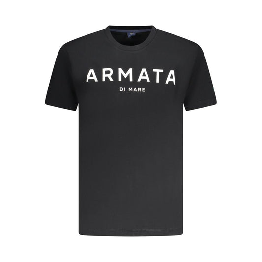 Armata Di Mare Black Cotton Men T-Shirt with logo and crew neck in black color