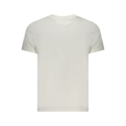 Back view of Tommy Hilfiger White Cotton Men T-Shirt showing crew neck design and premium fabric.