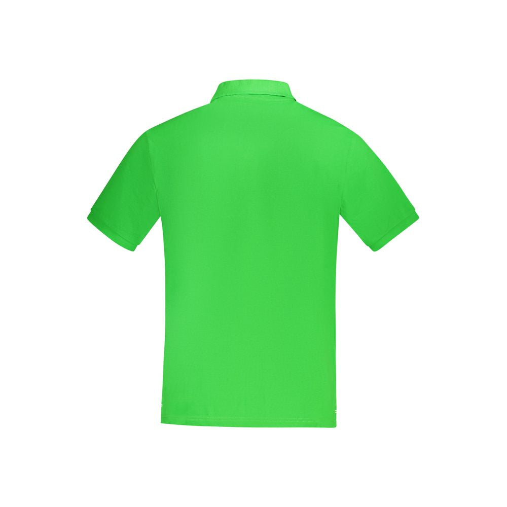 Back view of North Sails Green Cotton Men Polo Shirt, preppy short sleeve with logo application.