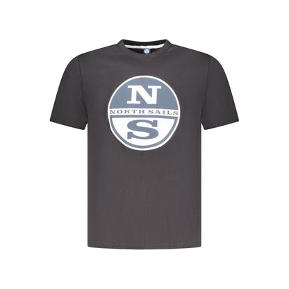 North Sails Black Cotton Men T-Shirt with print and logo on a simple black background
