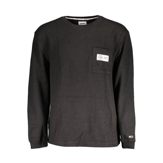 Alt Tag: Tommy Hilfiger Black Cotton Men Sweater with crew neck and embroidered logo, showcasing style and comfort.