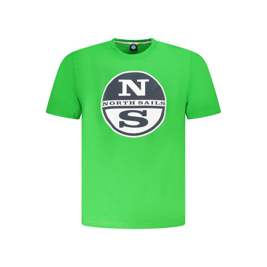 North Sails Green Cotton Men T-Shirt with logo and crew neck design.