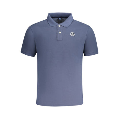 North Sails Blue Cotton Men Polo Shirt with logo and two-button placket