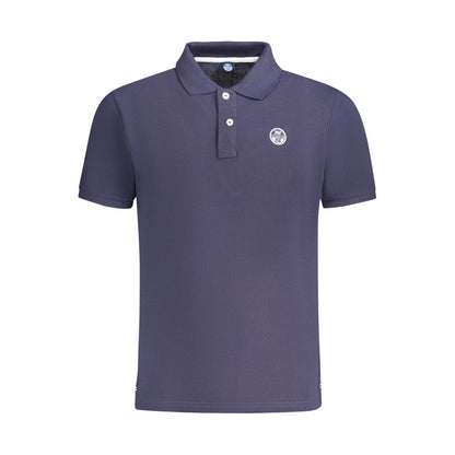 North Sails Blue Cotton Men Polo Shirt with 2-button placket and logo