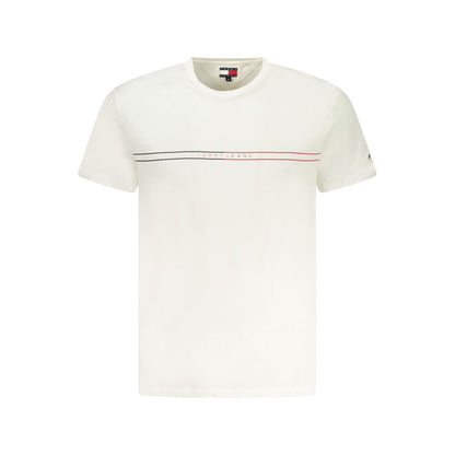 Tommy Hilfiger White Cotton Men T-Shirt with crew neck and logo print