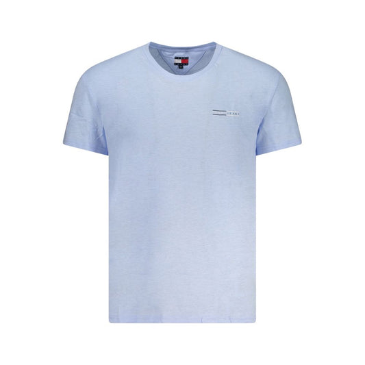 Tommy Hilfiger Blue Cotton Men T-Shirt with crew neck and logo