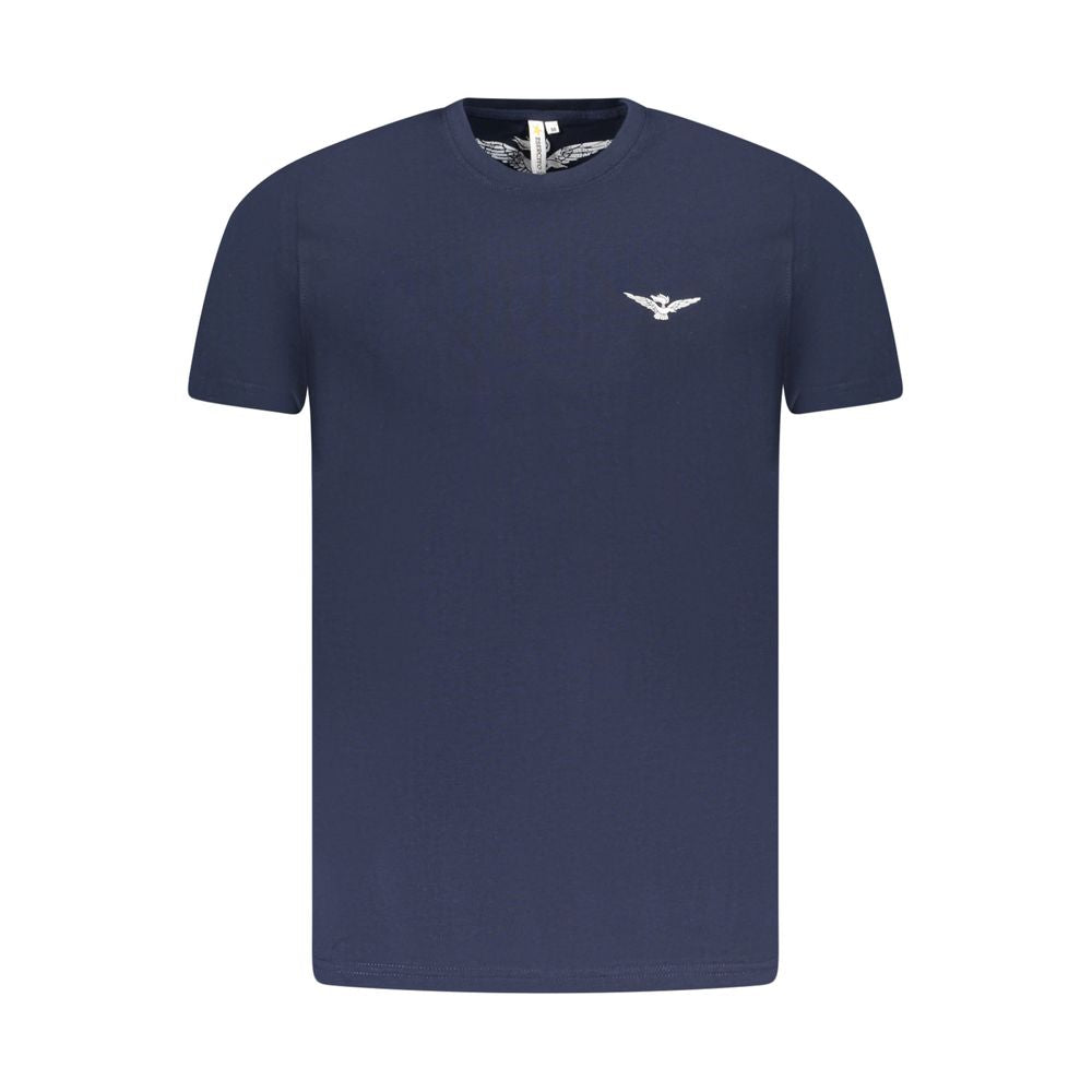 Accademia Militare Blue Cotton T-Shirt with short sleeves, crew neck, eagle print, and logo on front.
