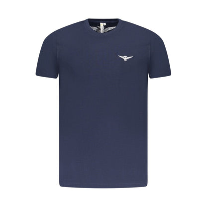 Accademia Militare Blue Cotton T-Shirt with short sleeves, crew neck, eagle print, and logo on front.