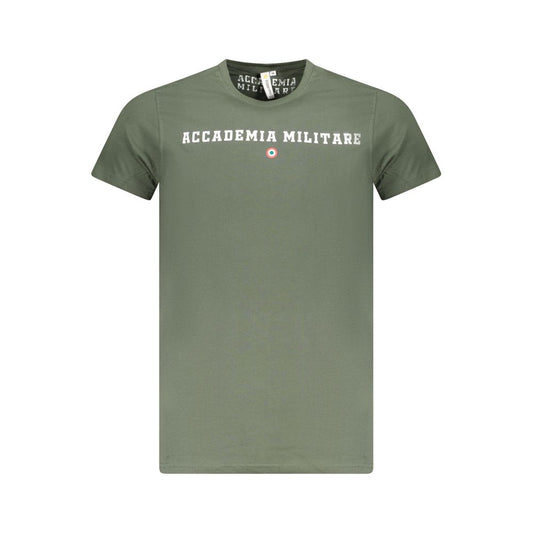 Accademia Militare Green Cotton T-Shirt with logo, short sleeves, and crew neck design