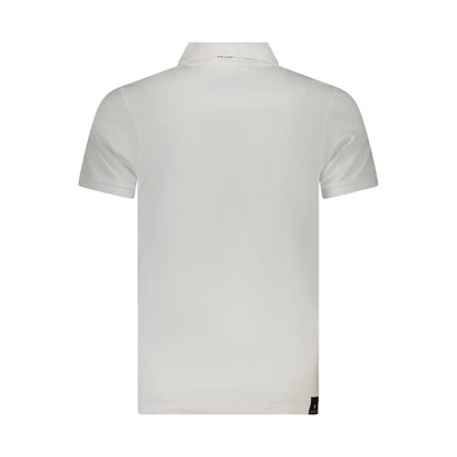Back view of Accademia Militare White Cotton Polo Shirt with short sleeves, featuring 3 buttons and eagle print logo.