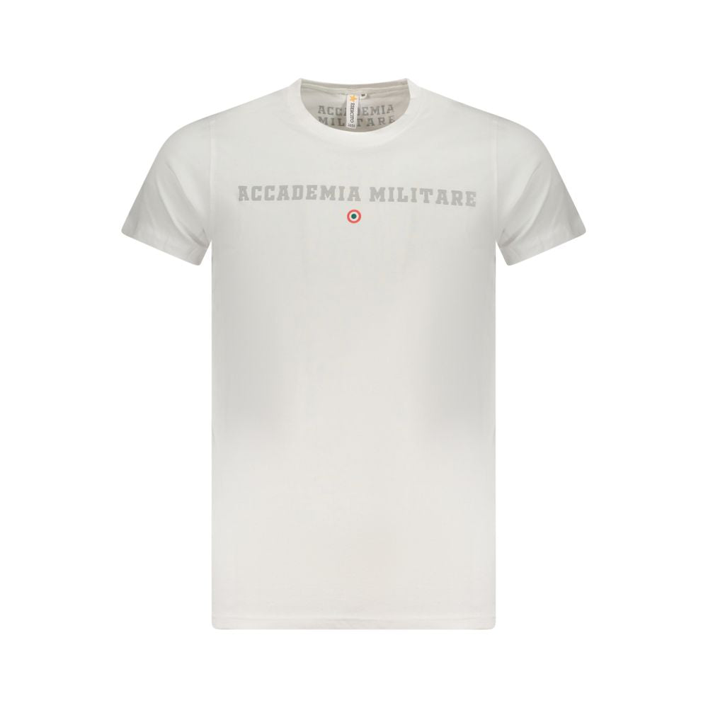 Accademia Militare White Cotton T-Shirt with short sleeves, crew neck, printed logo design on chest.