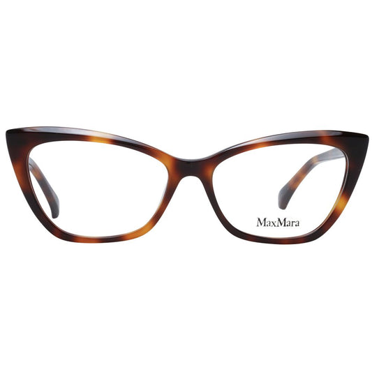 Max Mara Brown Women Glasses Frame, cat eye full-rim plastic design, stylish and branded eyewear with demo lenses.