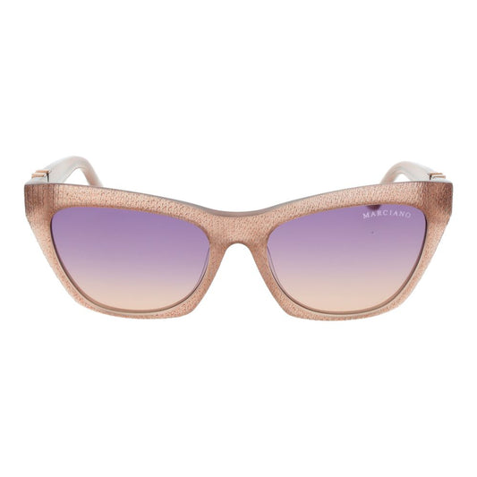 Marciano by Guess Beige Women Sunglass, cat eye style with purple gradient lenses, 100% UV protection. Includes branded case.