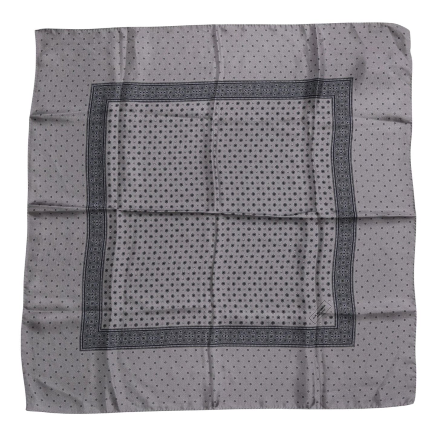 Dolce & Gabbana Gray Polka Dot Silk Square Men Foulard Scarf