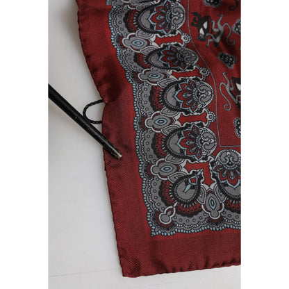 Dolce & Gabbana Maroon Monkey Print Silk Square Foulard Scarf