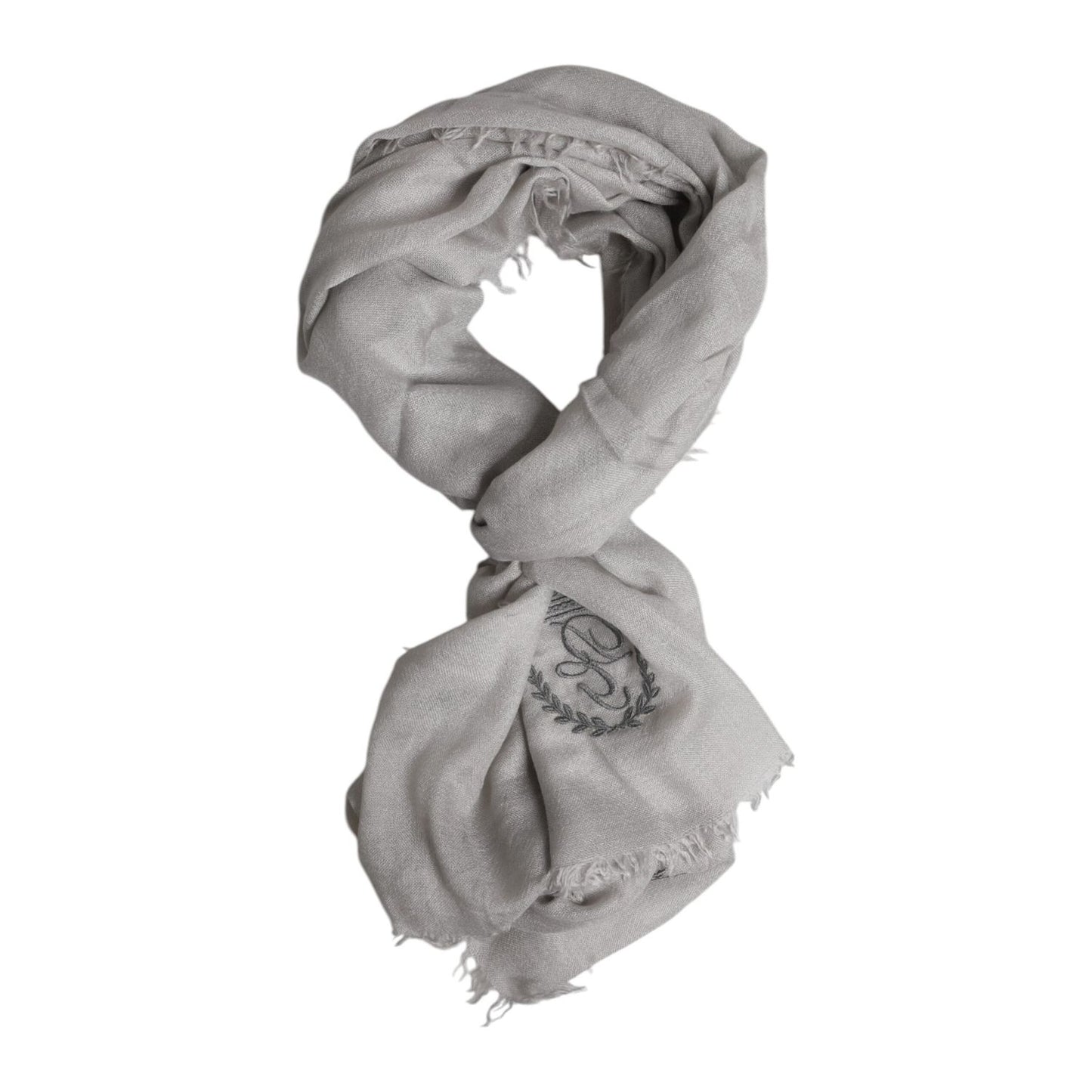 Dolce & Gabbana Gray DG Crown Neck Warmer Wrap Shawl Scarf