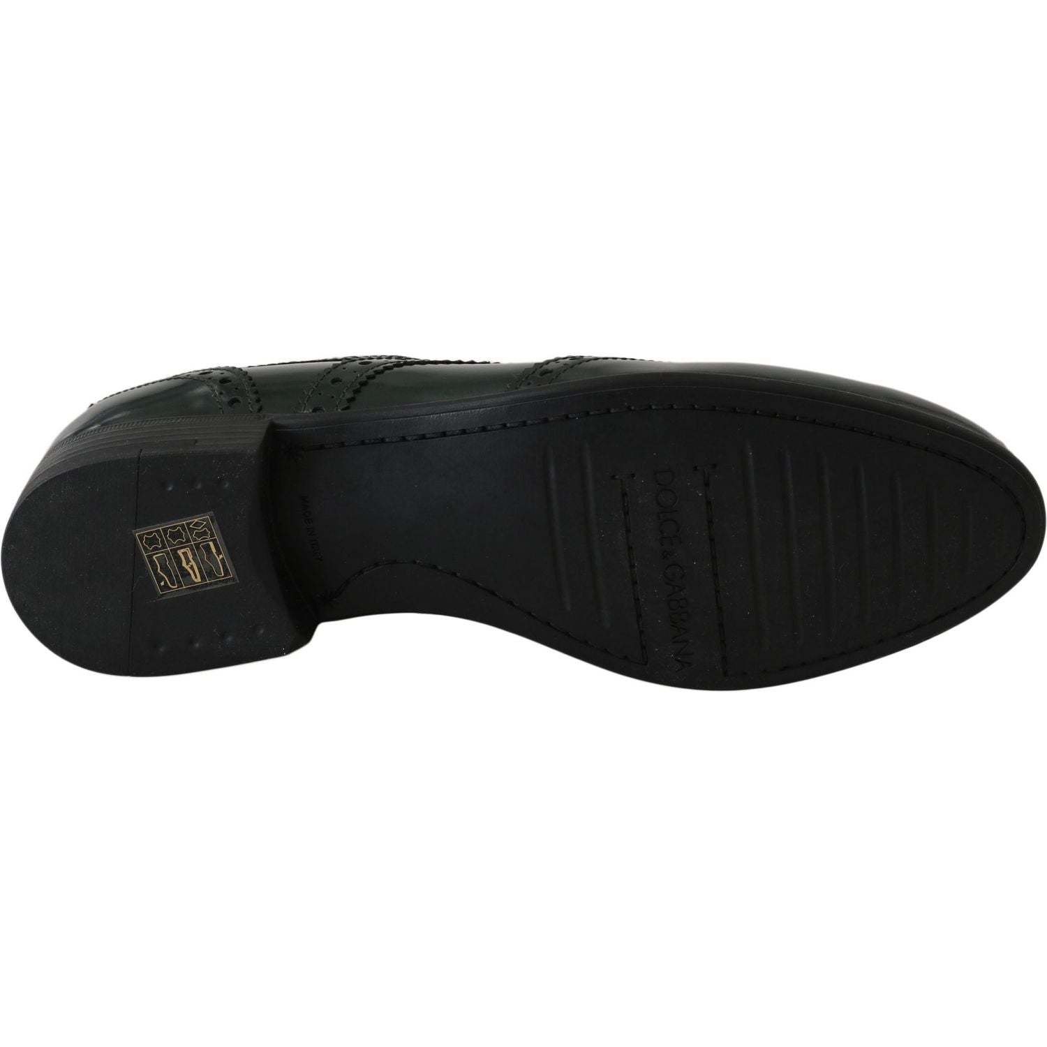 Dolce & Gabbana Green Leather Broque Oxford Wingtip Shoes