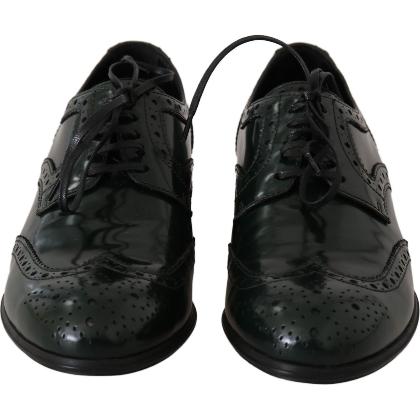 Dolce & Gabbana Green Leather Broque Oxford Wingtip Shoes