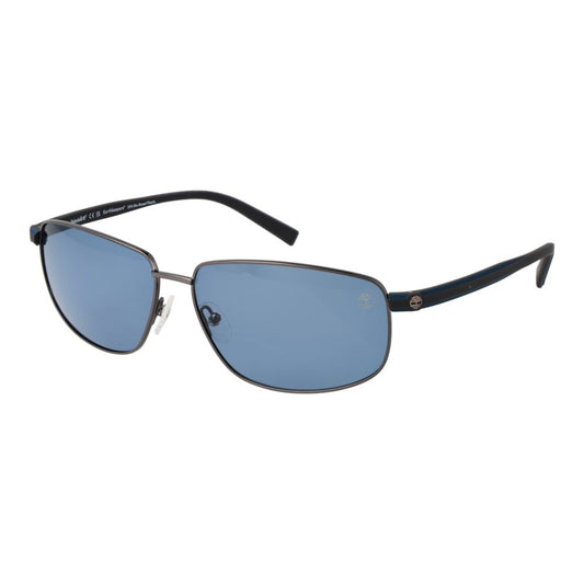 Timberland Gray Men Sunglass with full-rim gunmetal metal frame and polarized grey lenses, includes branded case, 100% UVA & UVB protection
