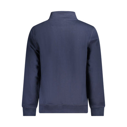 Rear view of North Sails Blue Cotton Men Sweater with long sleeves and a refined design.