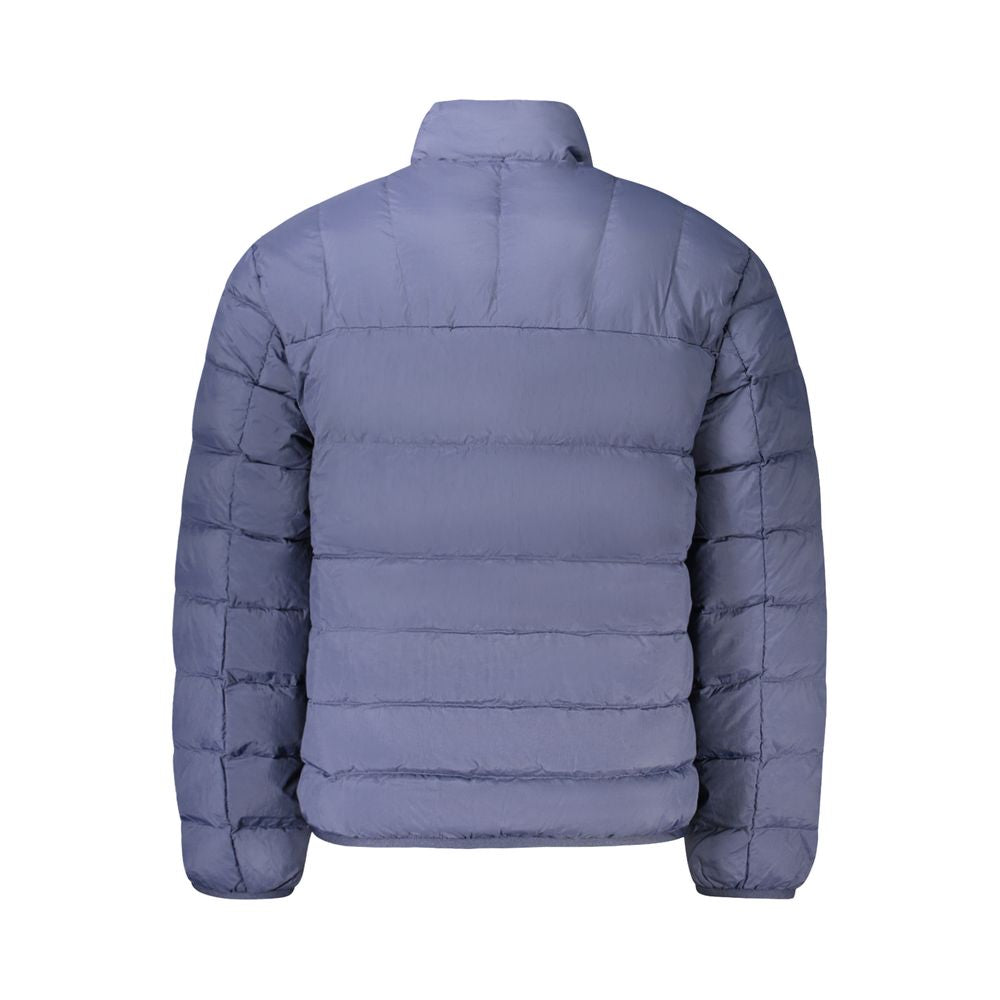Back view of Tommy Hilfiger Blue Polyamide Men Jacket with quilted design and sleek insulation.
