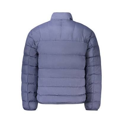 Back view of Tommy Hilfiger Blue Polyamide Men Jacket with quilted design and sleek insulation.
