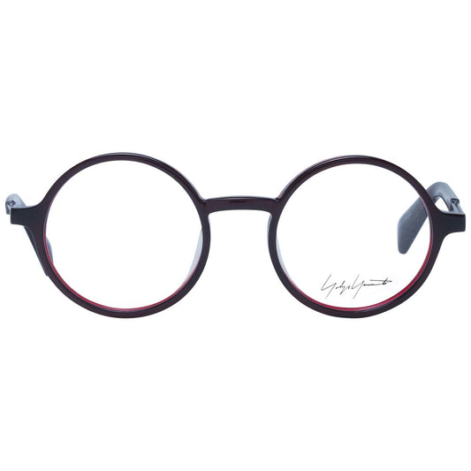 Yohji Yamamoto Red Unisex Glasses Frame, full-rim acetate in panto style with demo lenses, size 47-20-140.