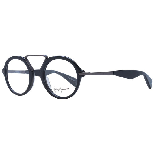 Yohji Yamamoto Gray Unisex Glasses Frame with acetate material and round full-rim style, size 49-23-140, shown with demo lenses.