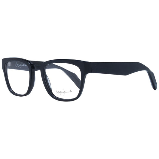 Yohji Yamamoto Black Unisex Glasses Frame with full-rim acetate design, square shape, and demo lenses.