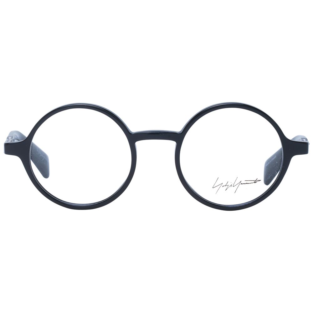 Yohji Yamamoto Black Unisex Glasses Frame with full-rim acetate design and demo lenses, style Panto.