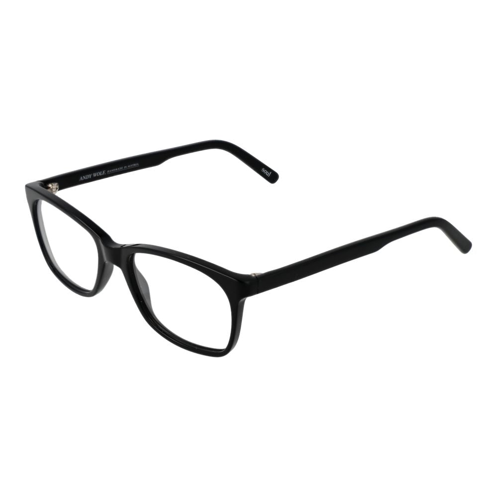 Andy Wolf Black Unisex Glasses Frame in full-rim acetate with demo lenses and branded case.