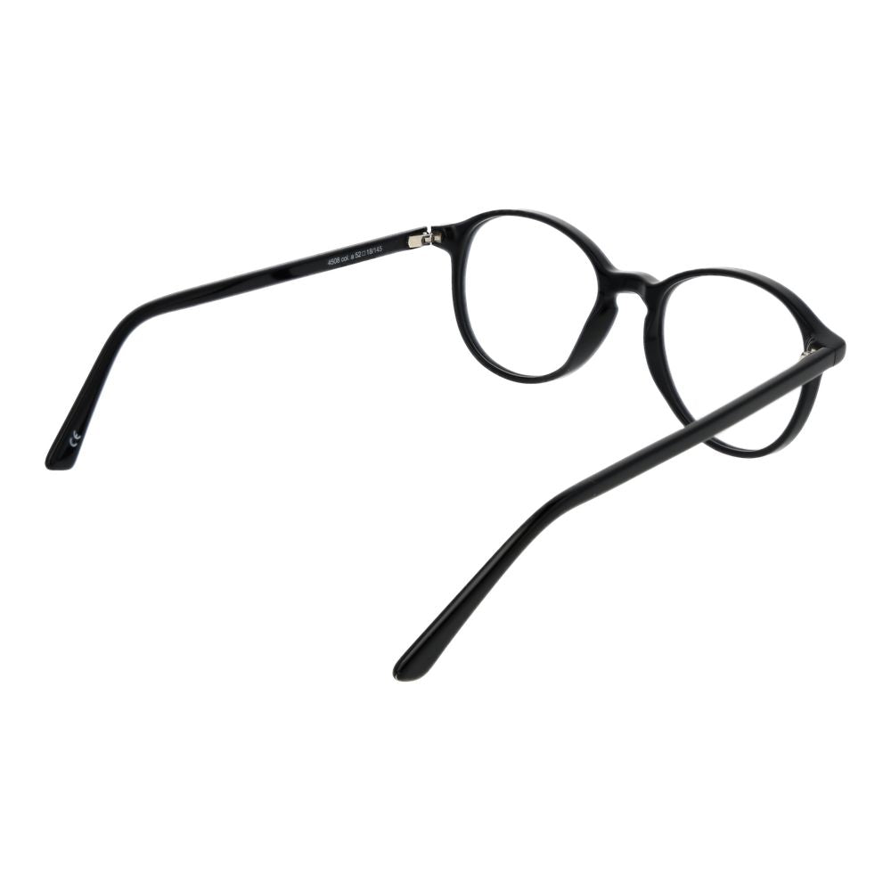 Andy Wolf Black Unisex Glasses Frame with full-rim acetate design, size 52-18-145, demo lenses, showcasing stylish panto style.