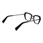Yohji Yamamoto Black Women Glasses Frame, rectangle style, full-rim in plastic, 51-19-140 size, includes branded soft case.