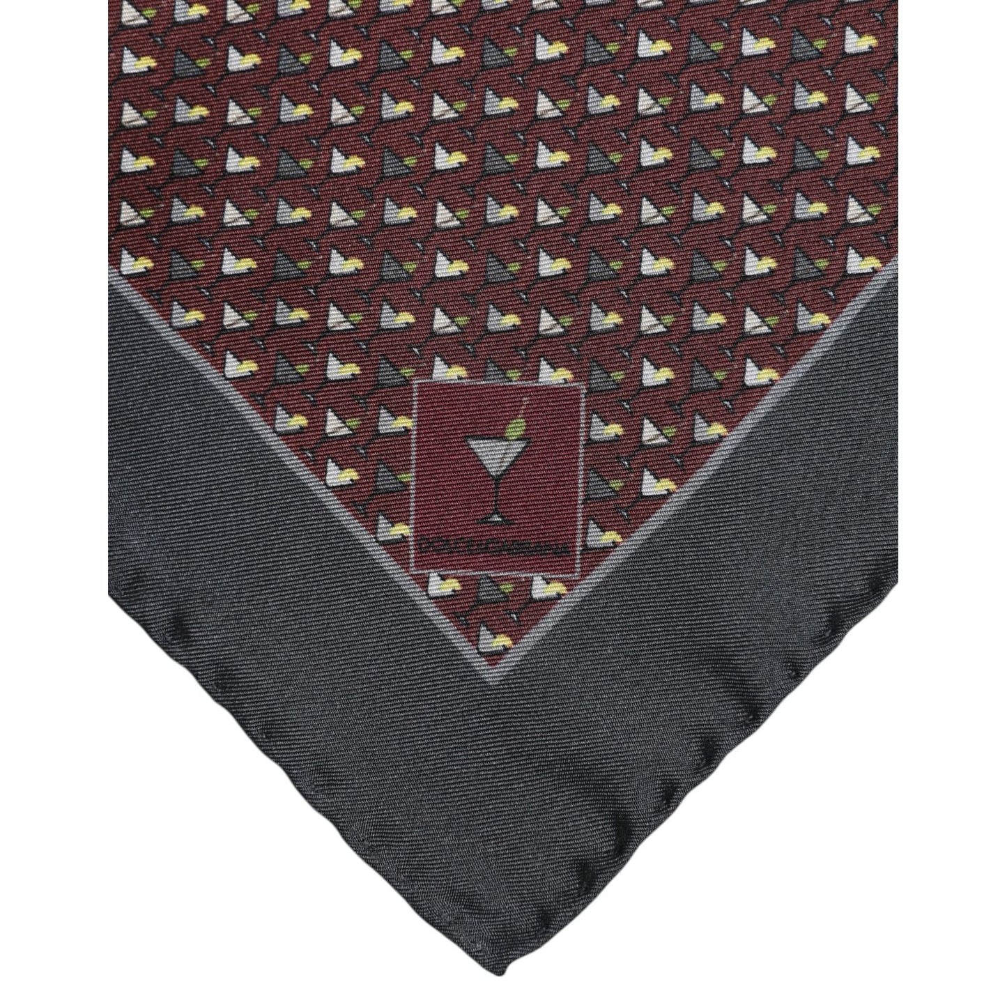 Dolce & Gabbana Maroon Cocktail Silk Square Foulard Scarf