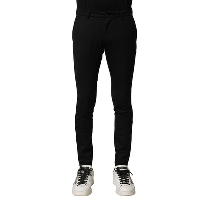 Dolce & Gabbana Black Wool Men Skinny Mid Waist Pants