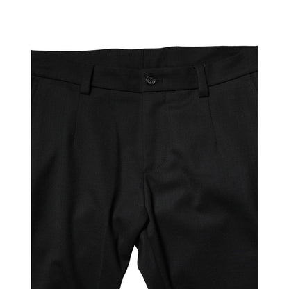 Dolce & Gabbana Black Wool Men Skinny Mid Waist Pants