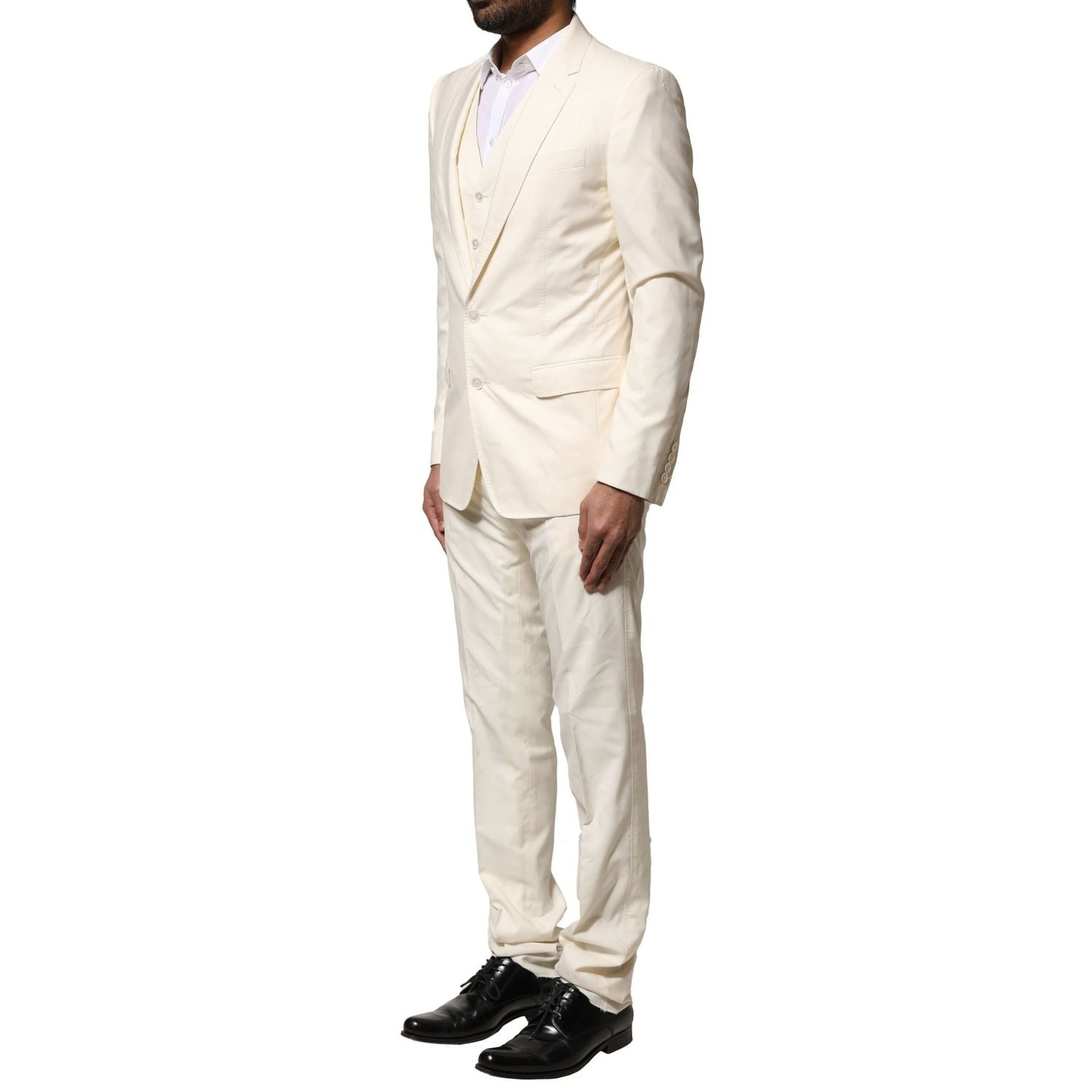 Dolce & Gabbana Ivory Wool 3 Piece Single Breasted Suit