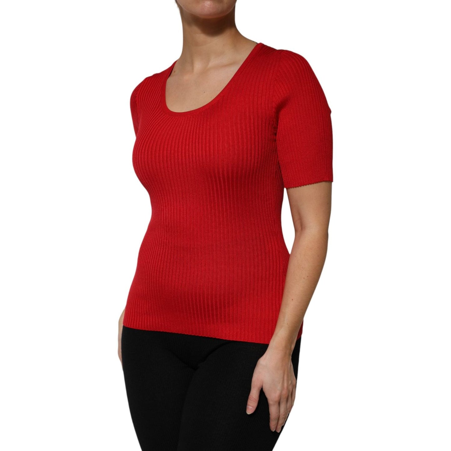 Dolce & Gabbana Red Round Neck Short Sleeves Pullover Top TSH90679-42