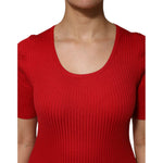 Dolce & Gabbana Red Round Neck Short Sleeves Pullover Top TSH90679-42