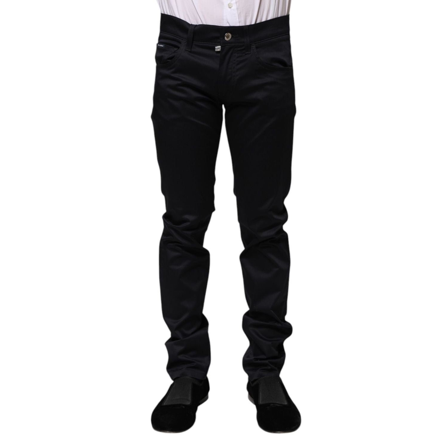Dolce & Gabbana Black Cotton Skinny Mid Waist Pants