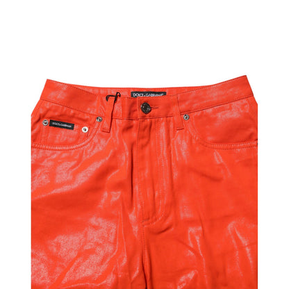 Dolce & Gabbana Orange Cotton High Waisted Denim Jeans