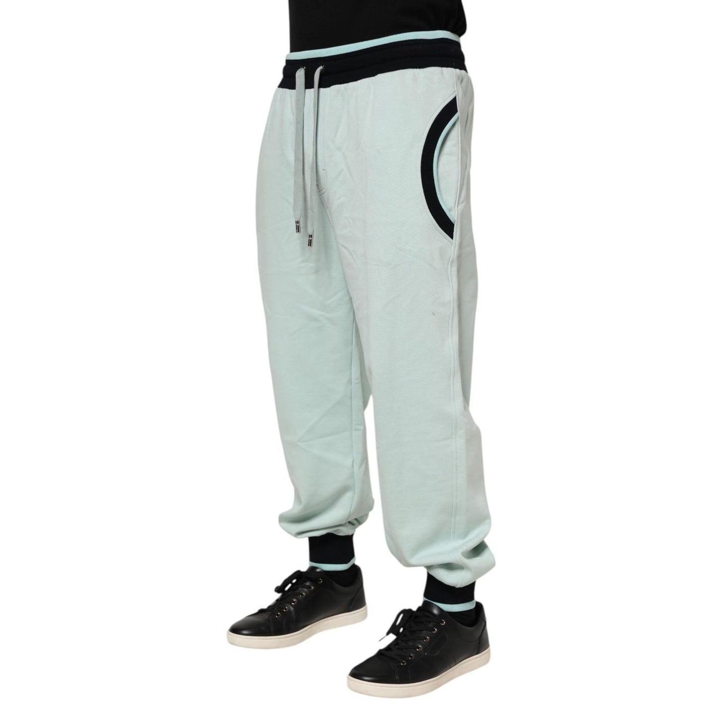 Dolce & Gabbana Light Green Cotton Men Jogger Sweatpants Pants