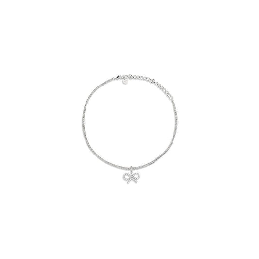 Self-Portrait Tennis necklace with bow pendant SE-PF25621NSLSILVER-ONE SIZE
