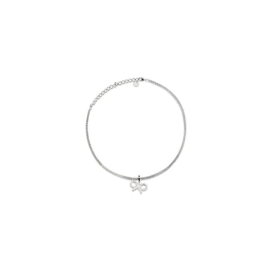 Self-Portrait Tennis necklace with bow pendant SE-PF25621NSLSILVER-ONE SIZE