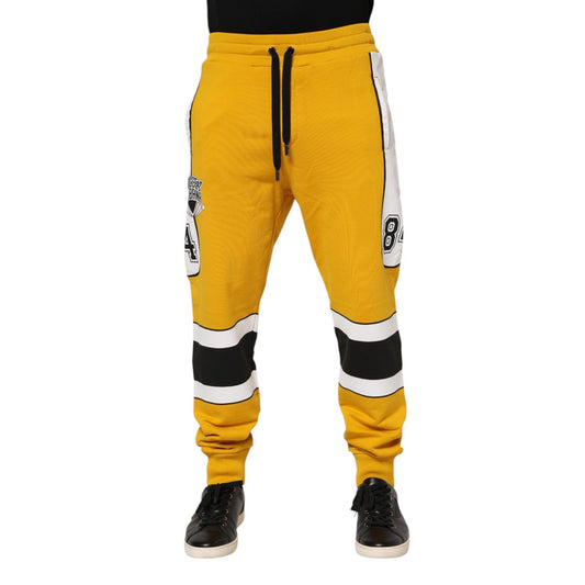 Dolce & Gabbana Yellow Print Cotton Drawstring Jogger Pants