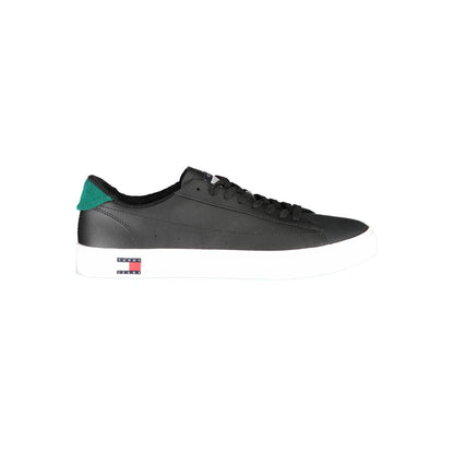 Tommy Hilfiger Black Leather Men Sneaker