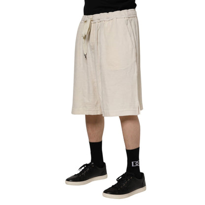 Dolce & Gabbana Ivory Cotton Men Bermuda Sweatshorts Shorts
