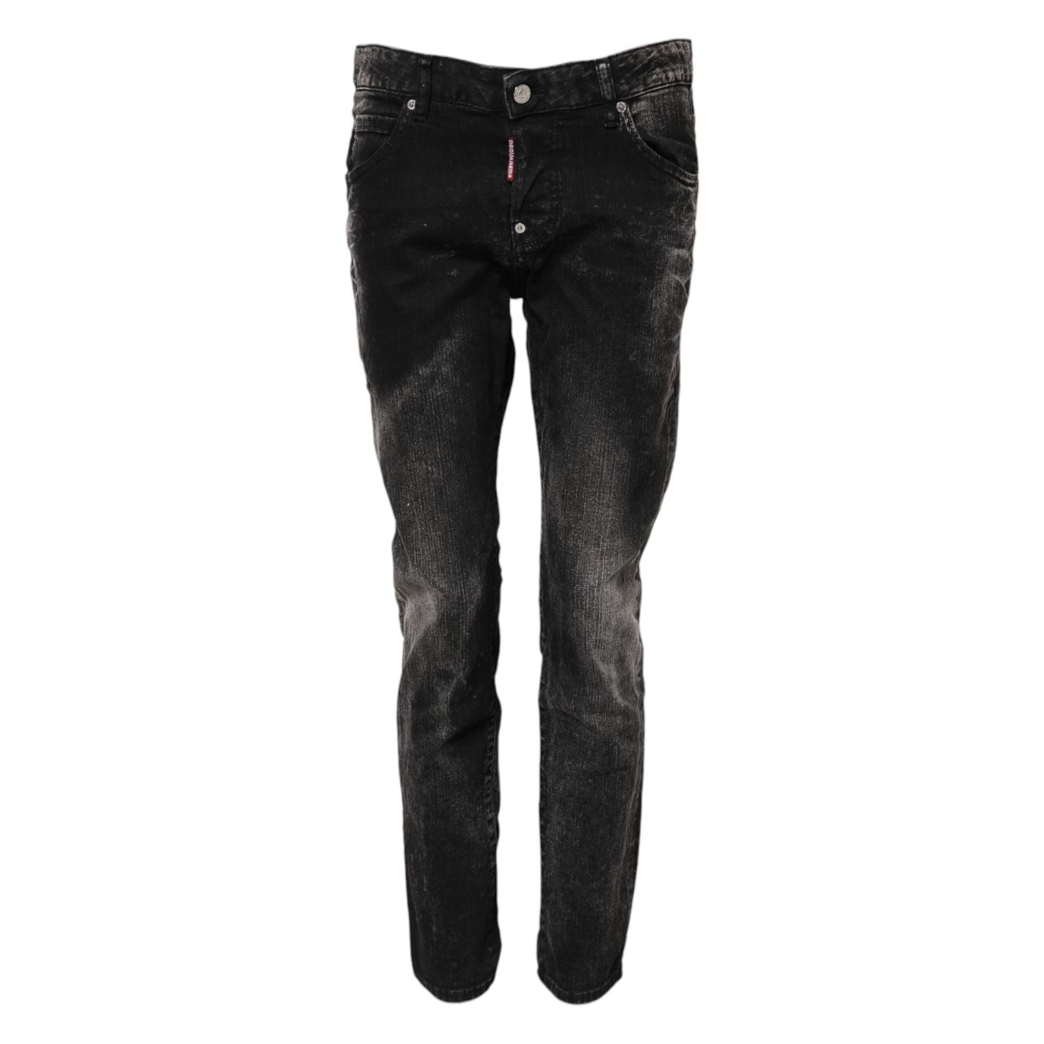 Dsquared² Black Washed Mid Waist Tapered Denim Jeans