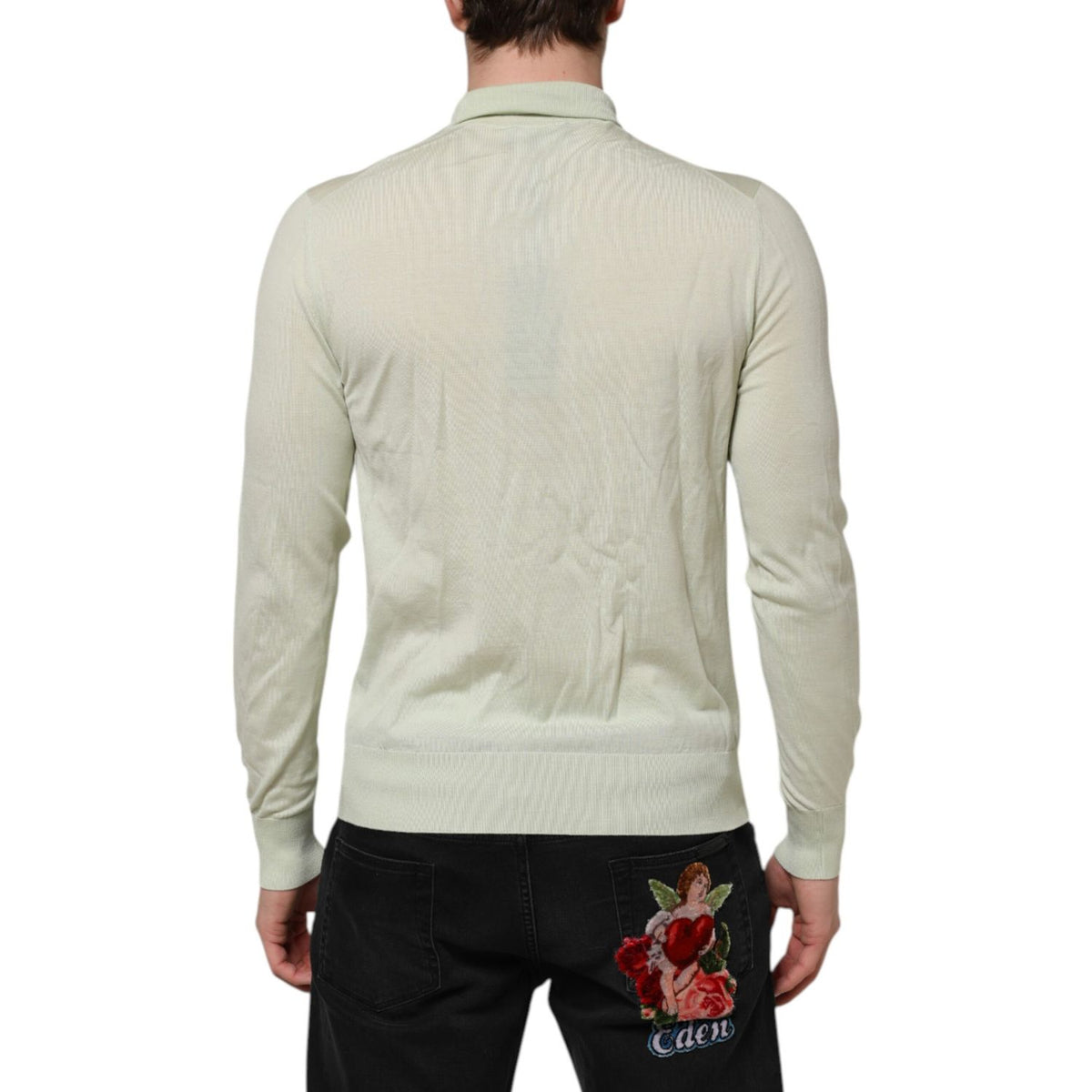 Dolce & Gabbana Mint Green Wool Turtleneck Pullover Sweater